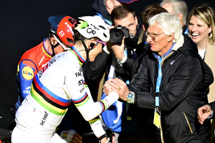 Mandatory Credit: Photo by Shutterstock (15239897x)
Slovenian Tadej Pogacar of UAE Team Emirates and former cyclist Allan Peiper pictured at the start of the men&amp;#39;s race of the &amp;#39;Ronde van Vlaanderen/ Tour des Flandres/ Tour of Flanders&amp;#39; one day cycling race, 268,9km from Brugge to Oudenaarde, Sunday 06 April 2025.
Cycling Ronde Van Vlaanderen Race Men, Brugge, Belgium - 06 Apr 2025