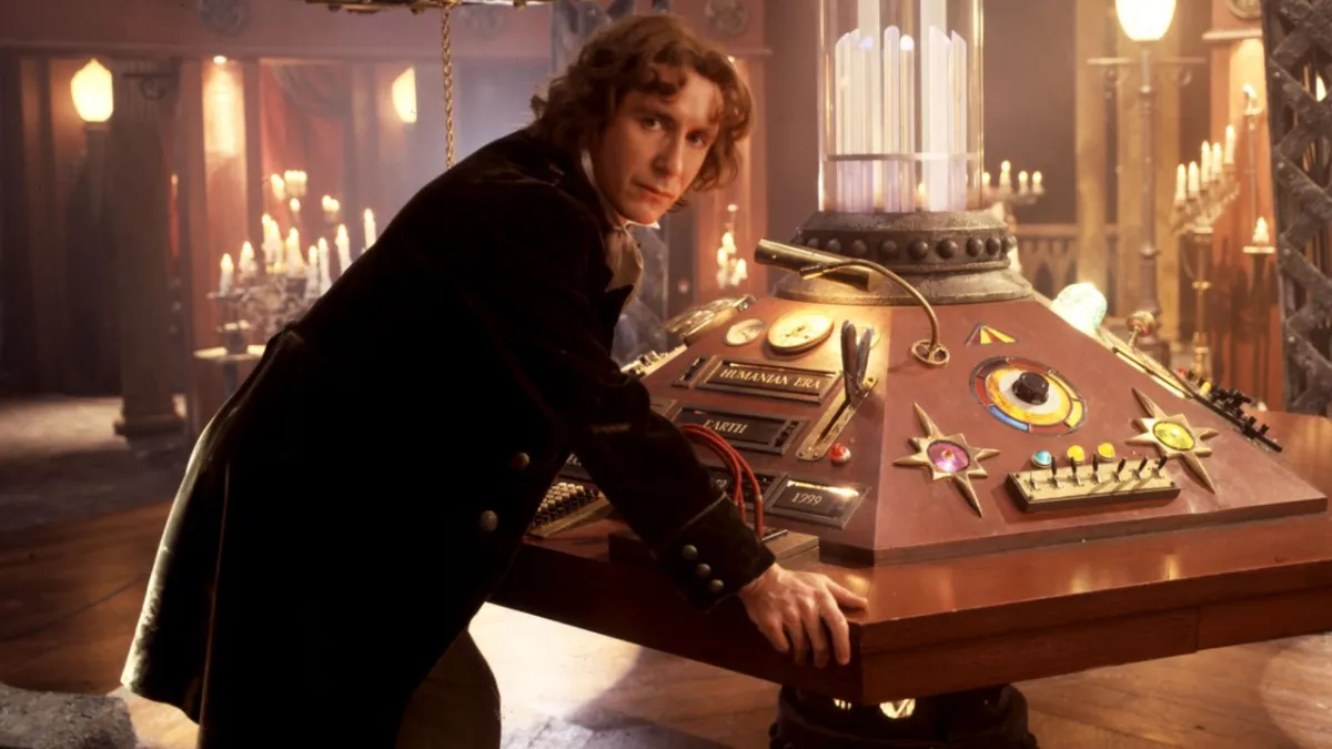 Screenshot from the 1996 TV movie "Doctor Who" starring Paul McGann, Daphne Ashbrook, and Eric Roberts.
