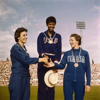 olympic athletes on the podium