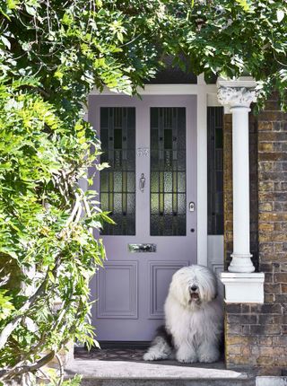 Front door painted with Lavender Quartz, Dulux