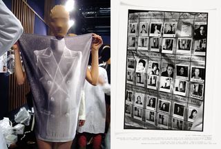 Backstage at the women's Spring Summer 2009 show featuring a negative photograph of 1989's first jacket