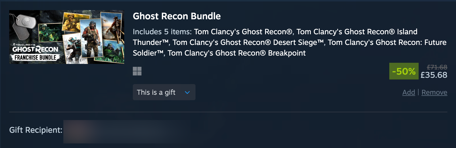 Buying a Ghost Recon bundle set.