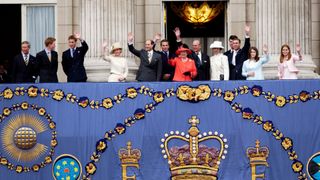 Members of the Royal Family on the balcony of Buckingham Palace in 2002