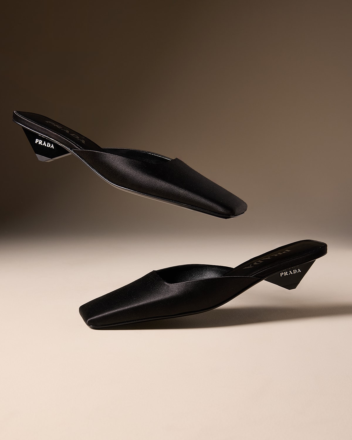 Satin Square-Toe Ballerina Mule Pumps