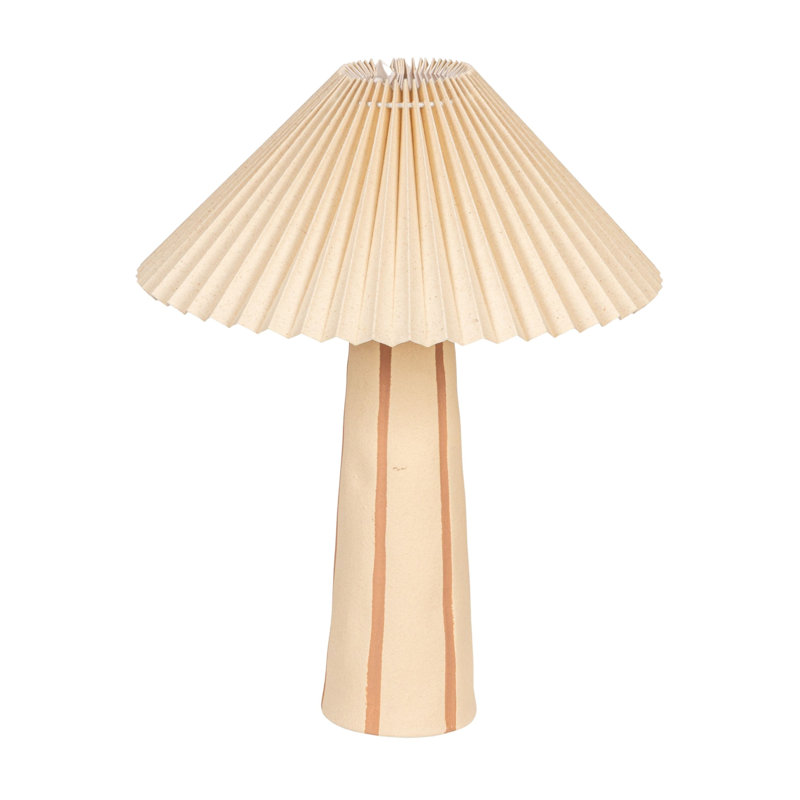 Rowena Interiors Chloe Stoneware Table Lamp With Tapered Base and Pleated Shade | Wayfair