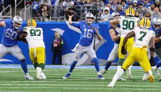 Detroit Lions quarterback Jared Goff in 2023 Thanksgiving Day game