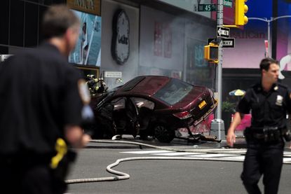 Car crash in Times Square.