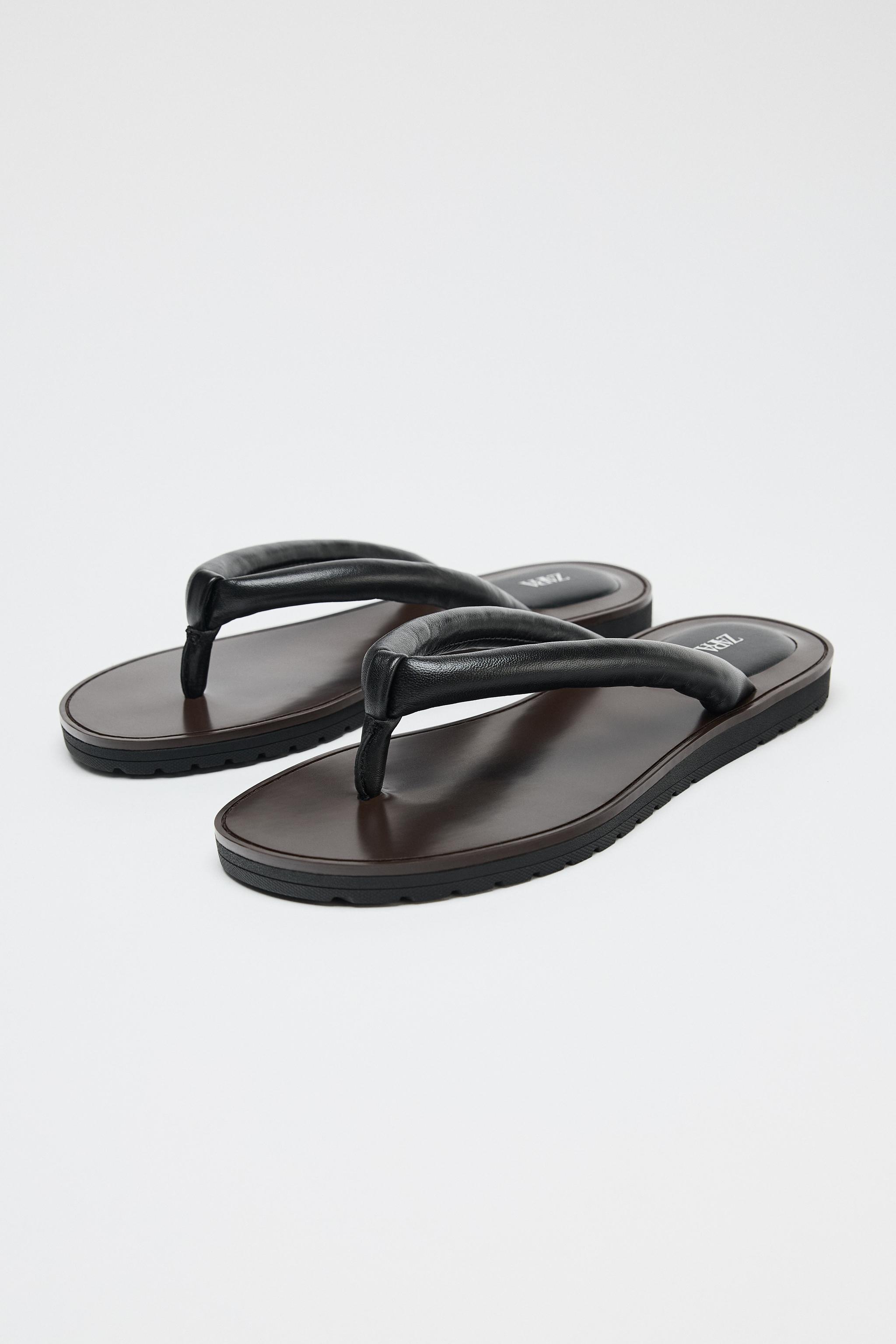 Flat Padded Strap Leather Sandals