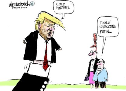 Political cartoon U.S. Trump Vladimir Putin Russia investigation