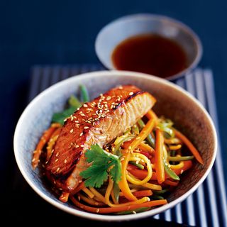 Japanese-Style Salmon with Noodle Stir-Fry