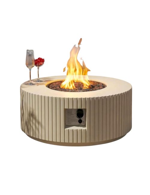 Reequo Outdoor Round Propane Fire Pit Table