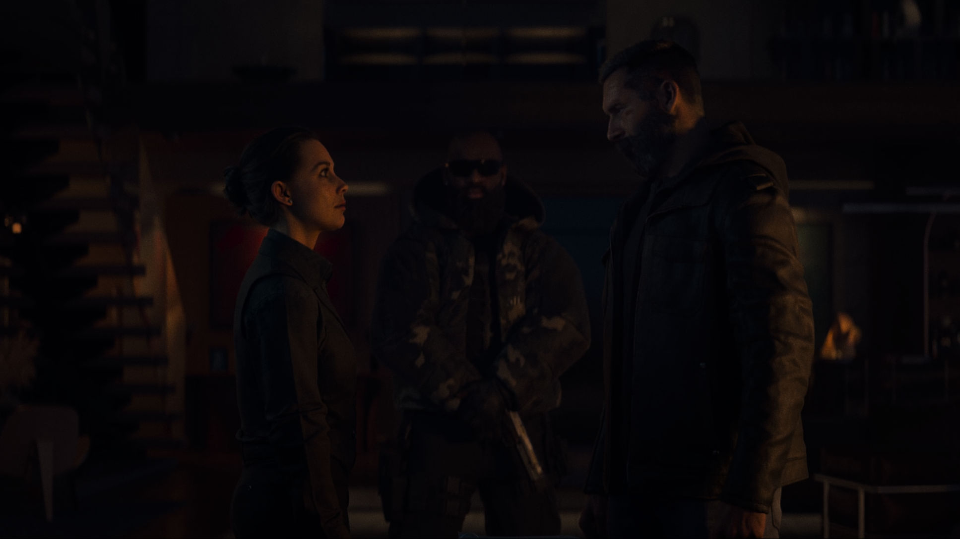 Captain Price and Valera Garza stare at one another after coming to an arrangement for the cartel to assist Price in finding MW4 antagonist "The Archer,"