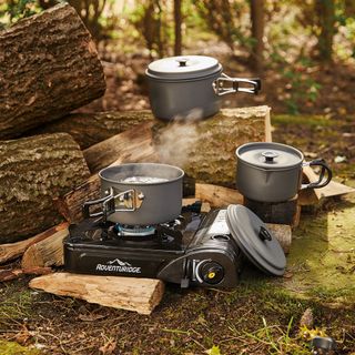 outdoor camping cookware and woods