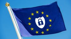 Flag of European Union with lock symbol