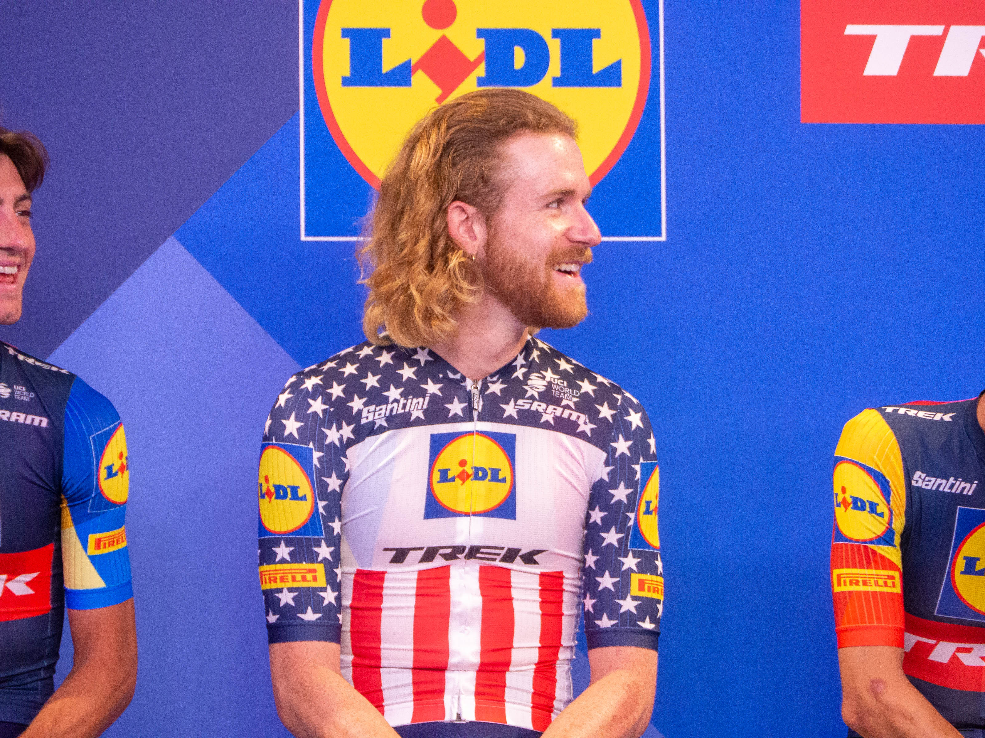 Quinn Simmons wears his new kit on stage