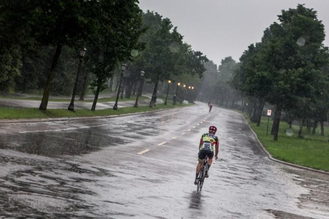 Today's time trial was a wet one.