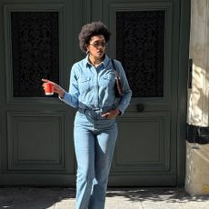 A French woman wearing cropped flares and heels