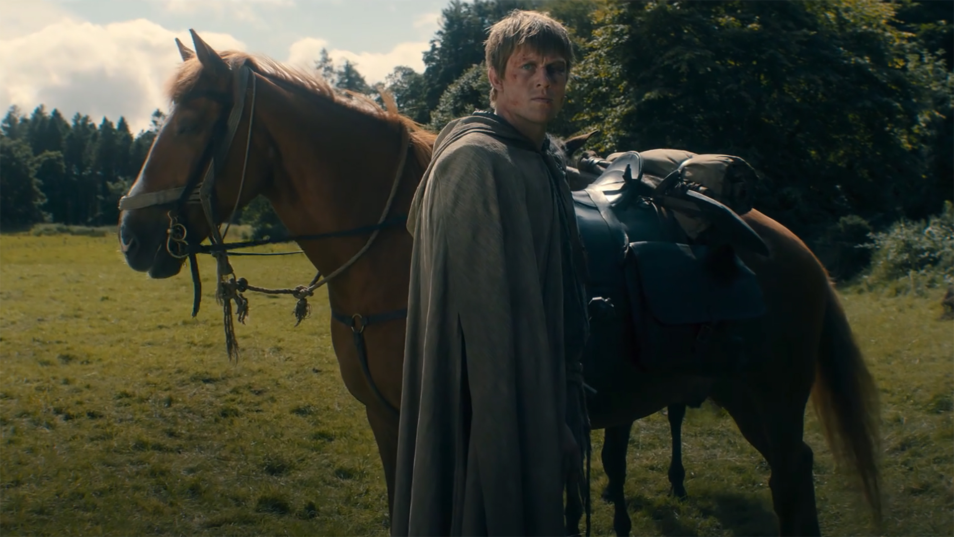 Dunk standing next to Chestnut and looking at an off-camera Egg in A Knight of the Seven Kingdoms season 1 episode 6