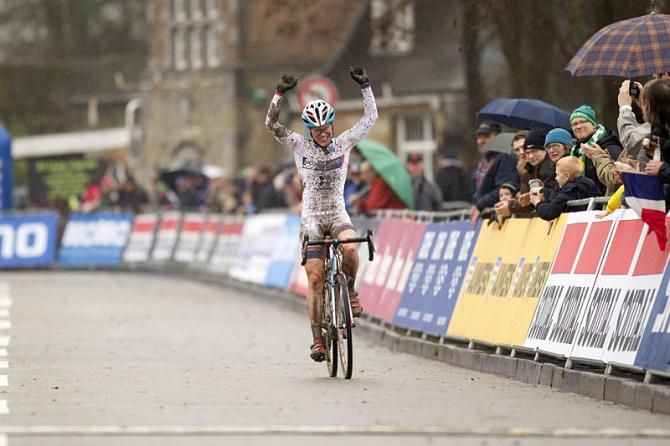 A victorious Katie Compton