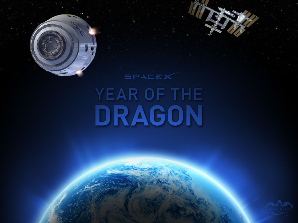 The private spaceship company Space Exploration Technologies (SpaceX) released this image to mark the Year of the Dragon on Jan. 23, 2012 on Chinese New Year. SpaceX&#039;s space capsule design is called Dragon. 