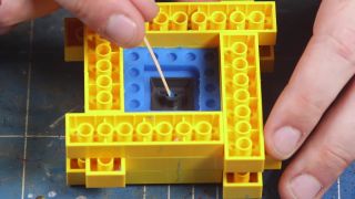 Lego bricks being used in the resin cast process