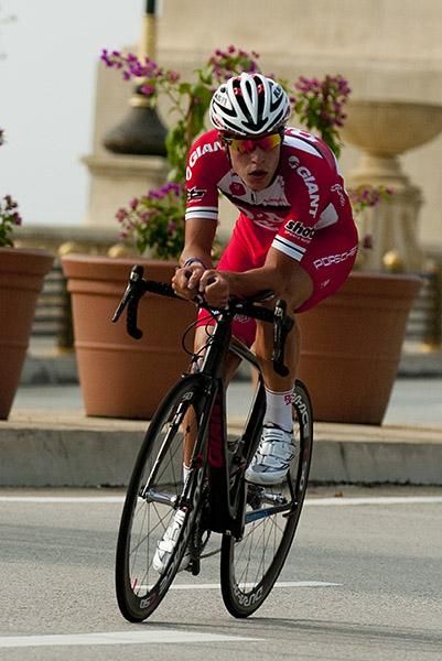 Adam Phelan of Drapc Cycling powers towards second place in the opening stage individual time trial in Putrajaya