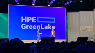 Jon Lin and Antonio Neri on stage at HPE Discover 2023