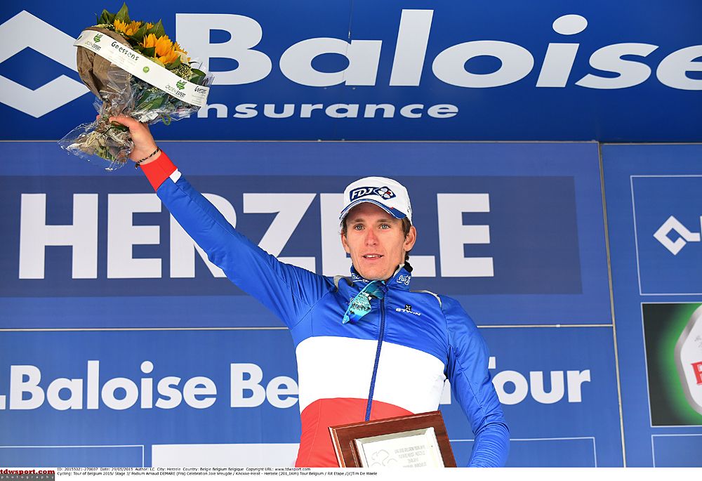 Arnaud Demare (FDJ) on the podium