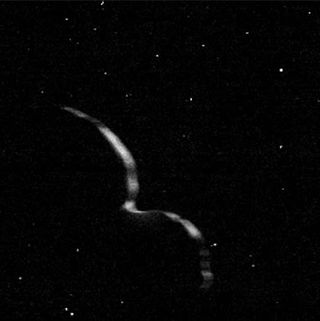 The crescent of Arrokoth, captured when New Horizons looked back at the object after the historic New Horizons flyby of Jan. 1, 2019.