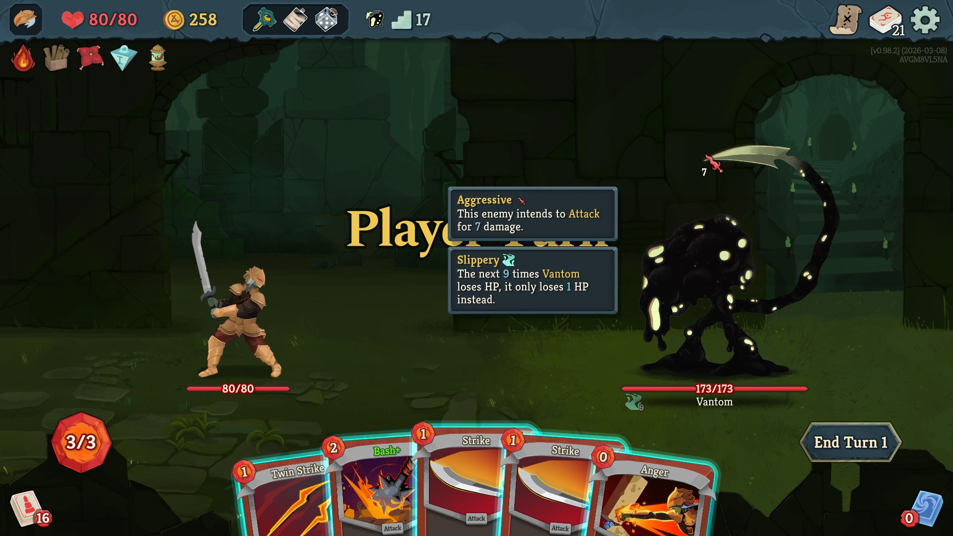 Slay the Spire 2 - Vantom's slippery mechanic that prevents it from taking a full hit