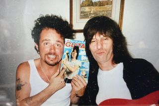 Steve Lukather and Jeff Beck with Guitar Techniques' Nov 1997 issue