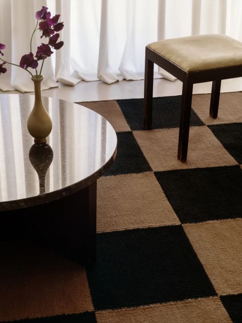 Square Flatweave Checkerboard Rug 