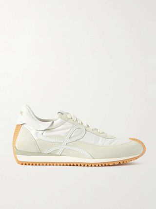 Flow Logo-Appliquéd Shell, Leather and Suede Sneakers