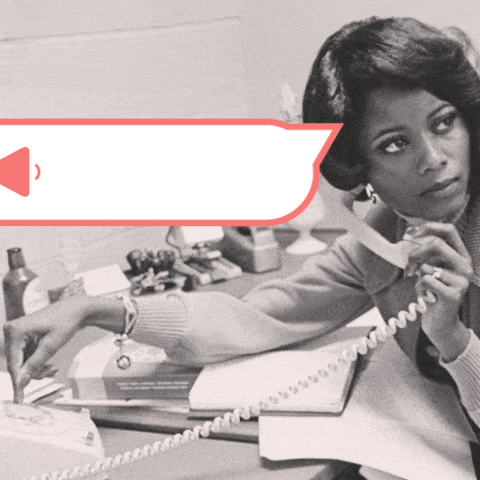 Vintage image of black woman in office with Adele lyrics