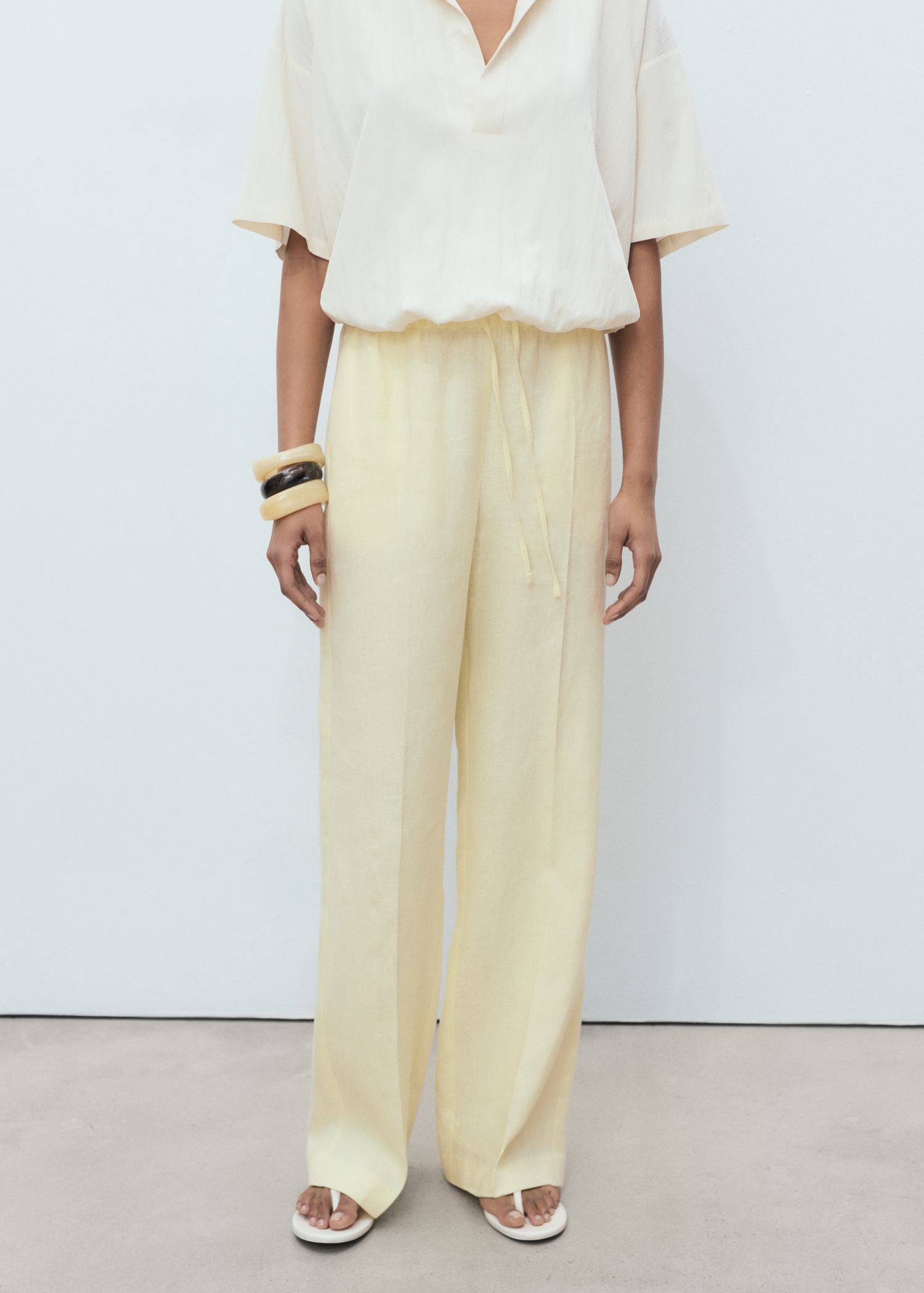 MANGO, Straight-Fit Linen Pants With Bow - Women | Mango Usa