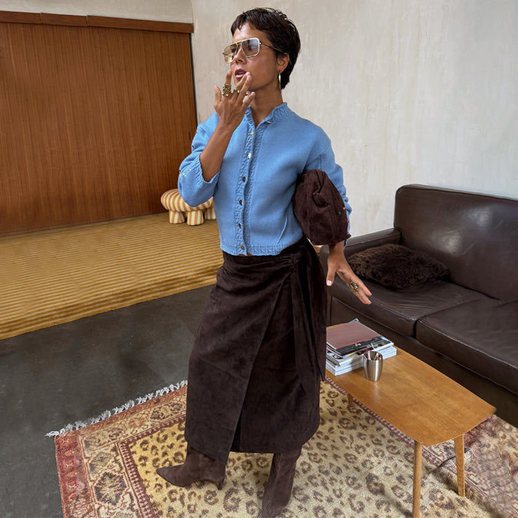 Chocolate Suede Jaspre Skirt - 6