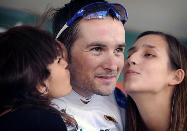 Beno&icirc;t Vaugrenard (Francaise Des Jeux) on the podium for his stage victory.