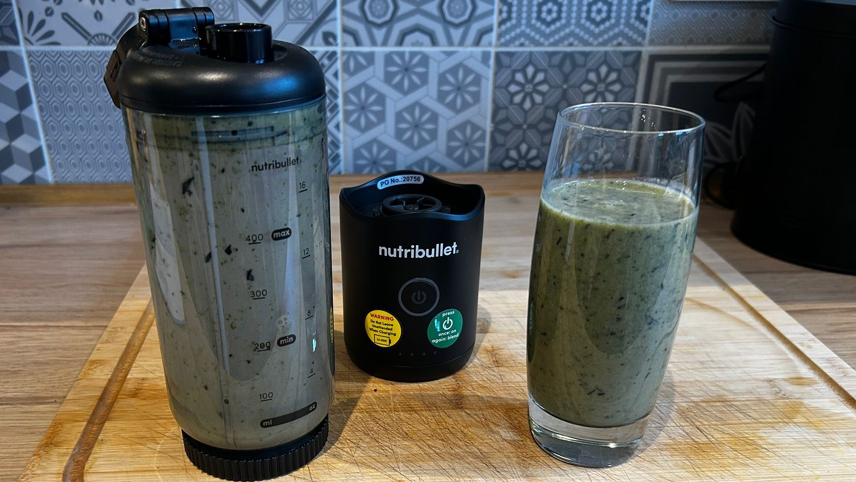 Nutribullet Flex blender with banana kale smoothie