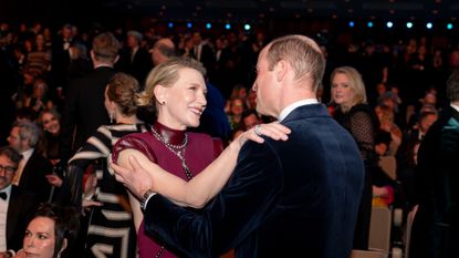 Cate Blanchett and Prince William, Prince of Wales at the 2024 EE BAFTA Film Awards at The Royal Festival Hall