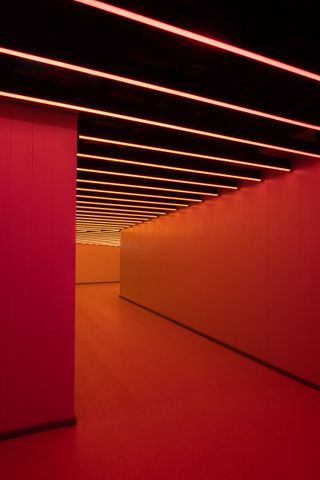 Red corridor interior at ABBA Arena