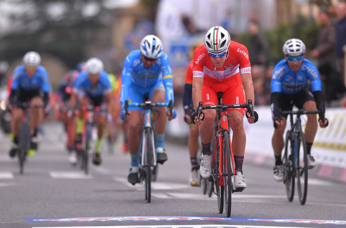 Davide Ballerini (Androni Giocattoli) wins the bunch kick for third