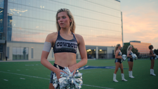 Madeline on the Dallas Cowboys football field in America's Sweethearts: Dallas Cowboys Cheerleaders