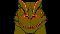 A dinosaur head from the NES Jurassic Park game