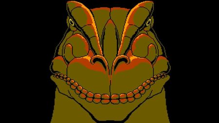 A dinosaur head from the NES Jurassic Park game