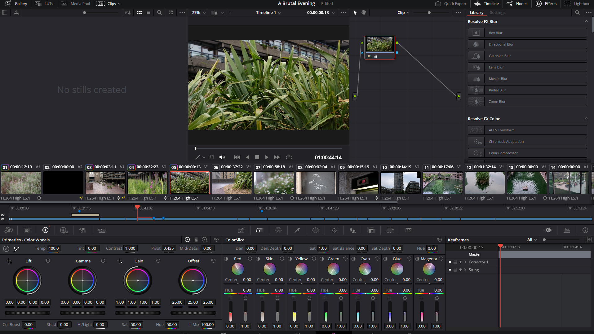 A screenshot of the editing panel of DaVinci Resolve 20