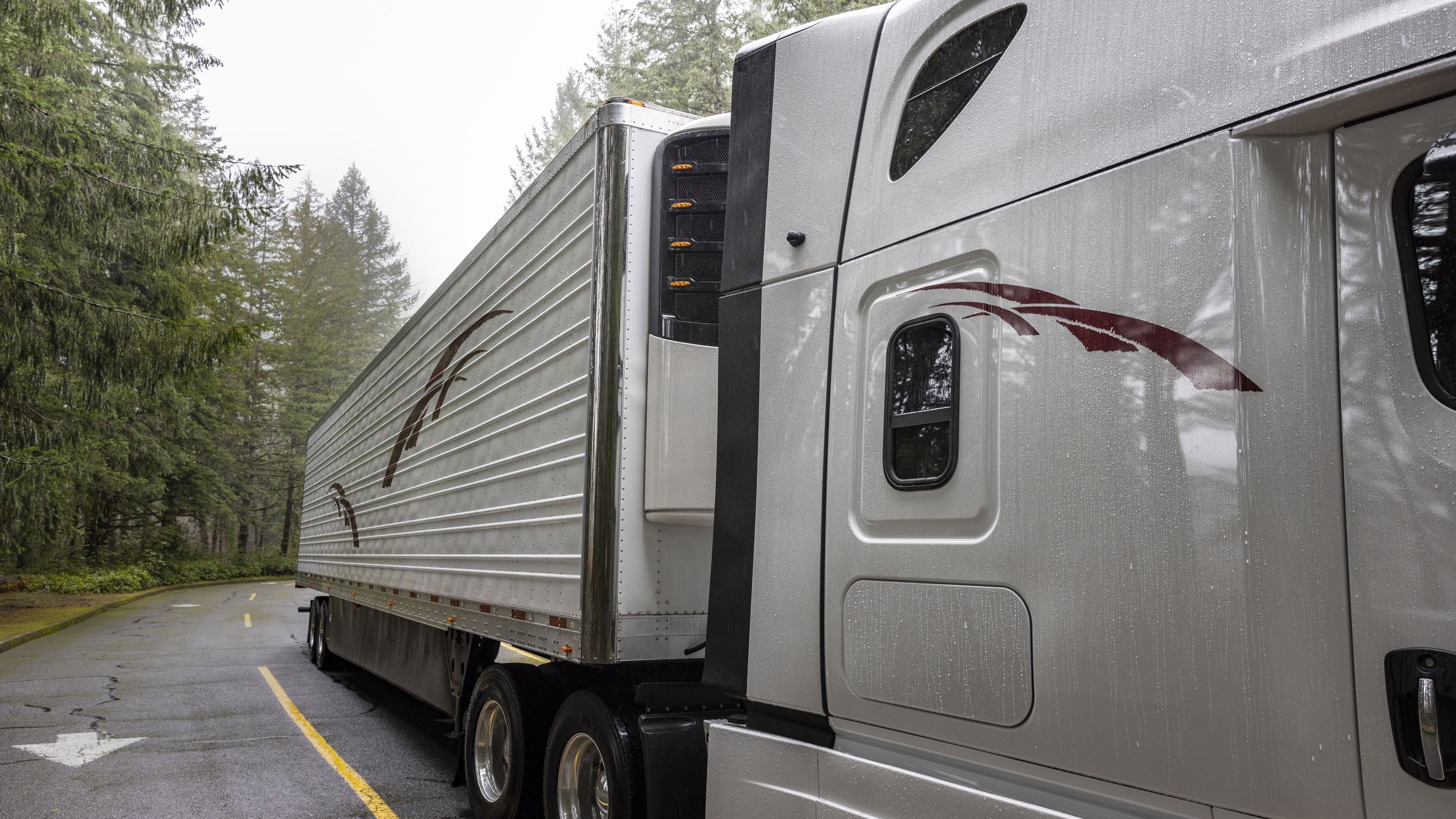 Garmin d&amp;#275;zl DualView dash cam attached to the side of a truck