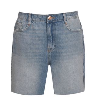 Blue Denim High Waist Bermuda Shorts