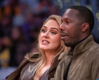 Singer Adele and sports agent Rich Paul attend a game between the Golden State Warriors and the Los Angeles Lakers