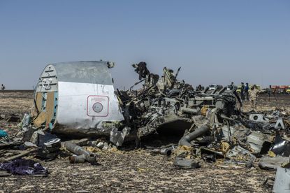 Debris of the Russian airliner that crashed in Egypt's Sinai Peninsula