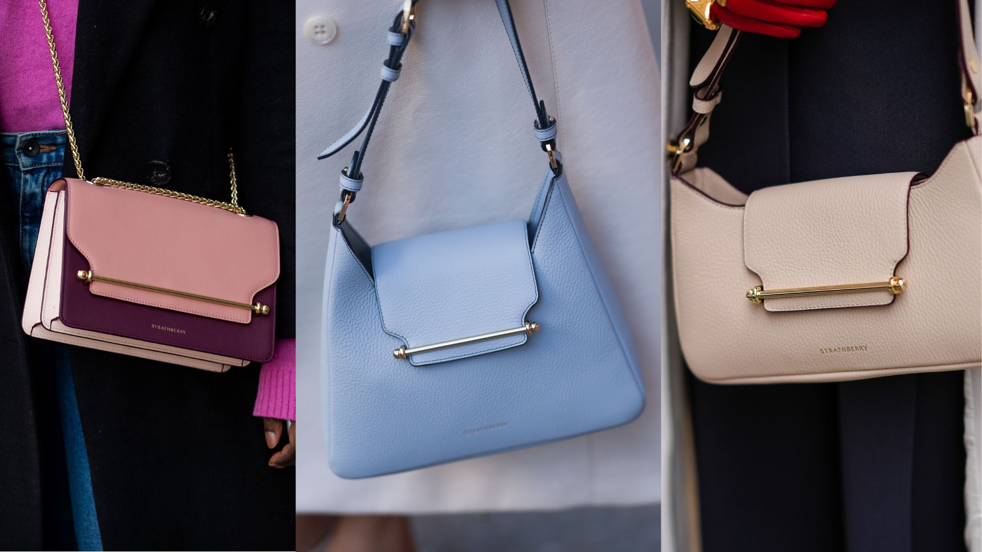 Getty images of Strathberry handbags in street style